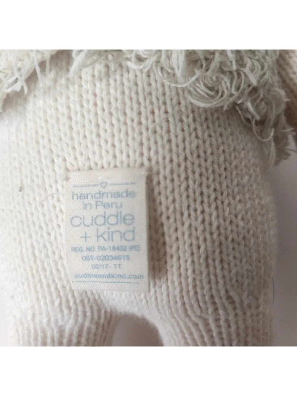 Stella Cuddle + Kind Polar Bear Knit Plush Doll‎ Cream Handmade Peru 13 Inch
